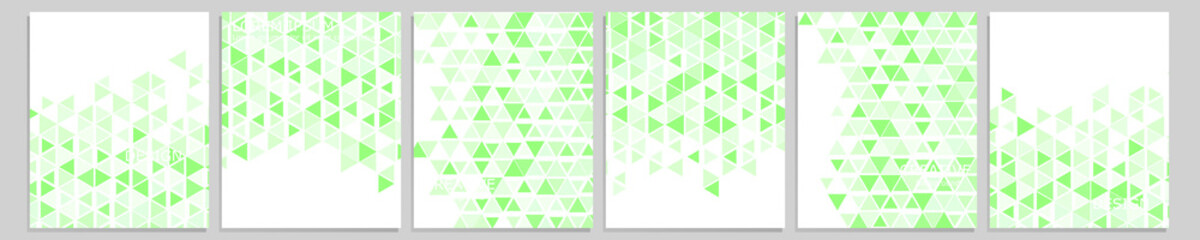 Set of vector cover notebook design. Abstract green minimal triangles halftone template design for notebook paper, copybook brochures, book, magazine. Planner and diary cover for print