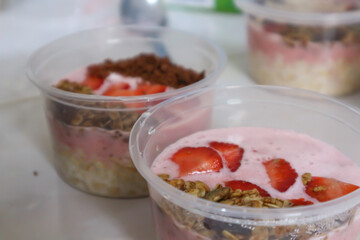 strawberry jam in a glass