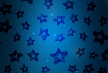 Dark BLUE vector texture with beautiful stars.