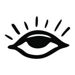 Eye. Spiritual eye, mystical element, abstract eye. Hand-drawn. Doodle, sketch, icon. Single element. Vector illustration for modern designs, prints, logos. On a white background.