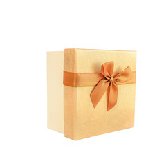 Golden isolated gift box.