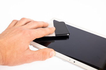 wipe clean smartphone screen wet cleaning cloth