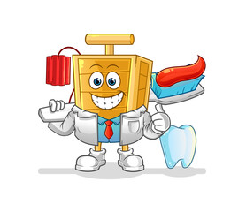 dynamite detonator dentist illustration. character vector