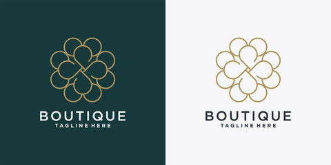 Simple flower logo design template with creative concept. elegant line art logo design