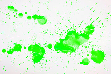 Green blots and spots on a white background.