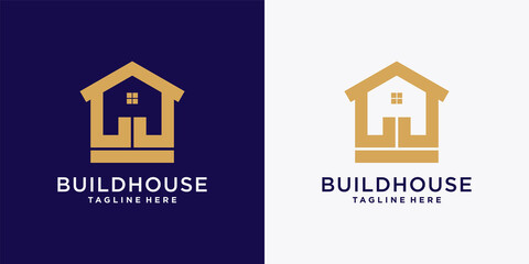 House building logo design template with creative simple concept