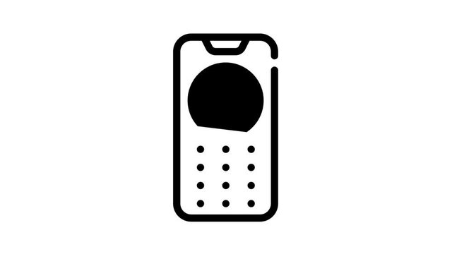 phone with sos button black icon animation