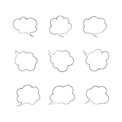 Set of hand drawn speech bubbles doodle style vector design template