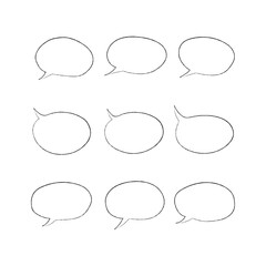 Set of hand drawn speech bubbles doodle style vector design template