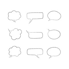 Set of hand drawn speech bubbles doodle style vector design template