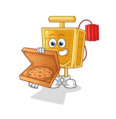 dynamite detonator dynamite detonator pizza delivery boy vector. cartoon character