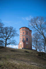 Fototapeta premium The ornamental tower Götiska tornet on the island Drottningholm from 1700s in Stockholm
