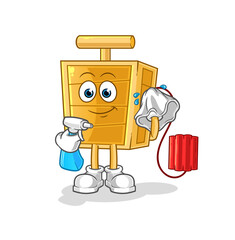 dynamite detonator cleaner vector. cartoon character