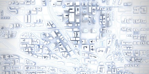white low poly modern downtown top view