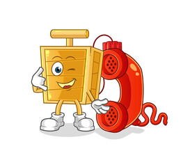 dynamite detonator call mascot. cartoon vector