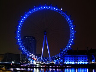 London Eye at Night - obrazy, fototapety, plakaty