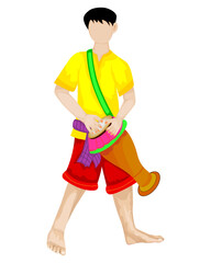 isolated young man with thai drum vector design