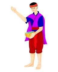 isolated young man with Water bowl on white background vector design