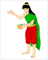 isolated beautiful woman with Water bowl on white background vector design