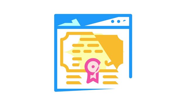electronic diploma color icon animation