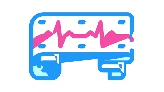 heart cardiogram color icon animation
