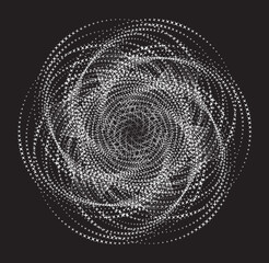 Dotted Halftone Vector Spiral Pattern or Texture with Stars