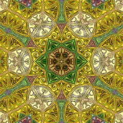 Abstract mosaic texture. Rhombus and decorative elements. Colorful arabesque mandala pattern.