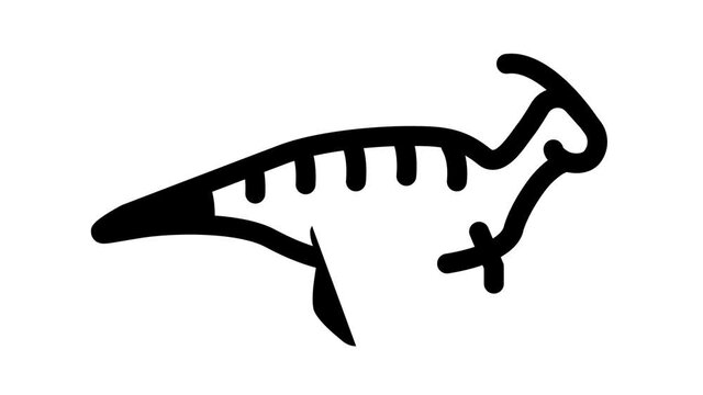 parasaurolophus dinosaur black icon animation