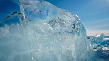 Transparent Ice at Baikal Lake in Russia
