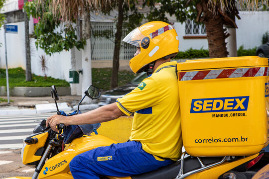 biker from Correio with his motorcycle