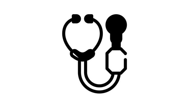 digital stethoscope black icon animation
