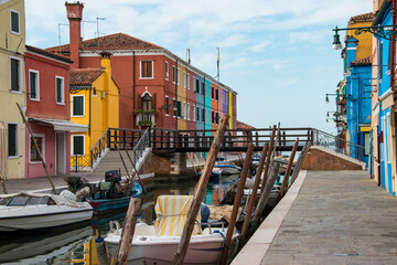 Fototapeta na wymiar Burano island, characteristic view of colorful houses, Venice lagoon, Italy, Europe