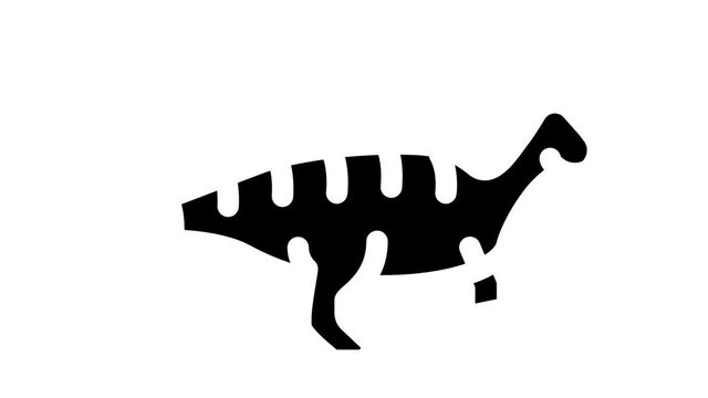 parasaurolophus dinosaur glyph icon animation
