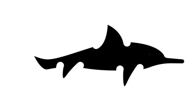 ichthyosaurus dinosaur glyph icon animation