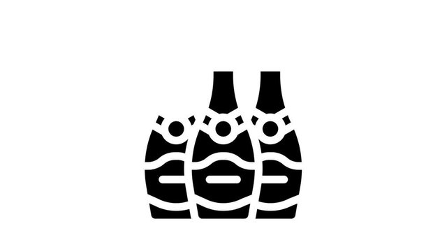champagne bottles glyph icon animation