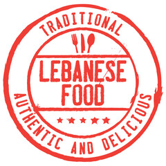 Traditional Lebanese Food. Authentic and Delicious. Rubber Stamp.