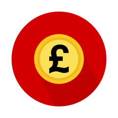 Pound coin icon, money bank flat design, finance symbol for web, logo, app vector illustration