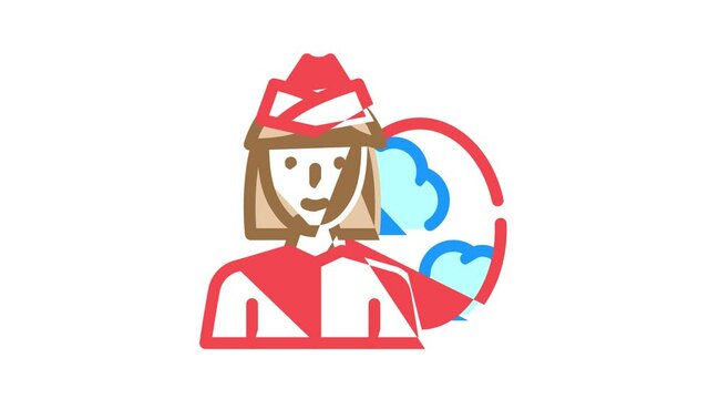 stewardess woman job color icon animation