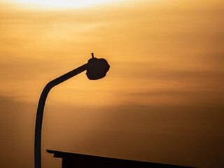 street lamp at sunset
