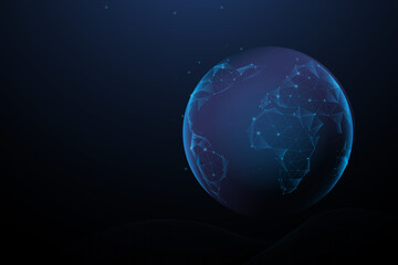Global world network and telecommunication. Connection lines around earth globe. Vector illustration