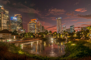 Fototapeta na wymiar Sunset over Jakarta downtown