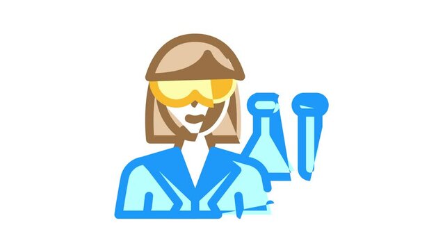 chemist woman job color icon animation