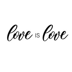 Love is love - hand drawn calligraphy and lettering inscription.