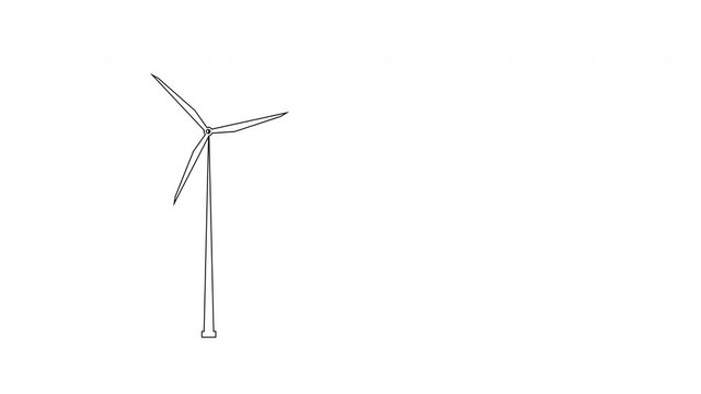 Seamless loop animation of working windmill with alpha channel. Copy space.