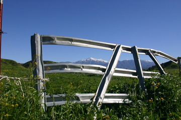 Gated Field with Aluminum Frame with Green Field Behind in Wildwood canyon, California