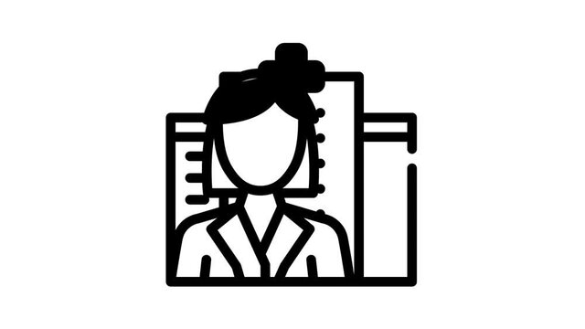 doctor woman job black icon animation