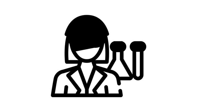 chemist woman job black icon animation