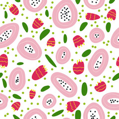 Seamless cute colorful hand drawn abstract floral pattern