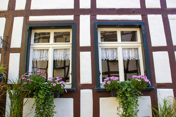 windows - picturesque house in the historic center of Monschau, Germany