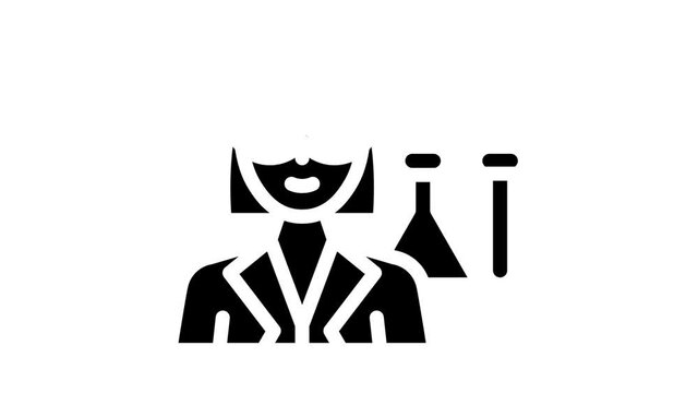 chemist woman job glyph icon animation